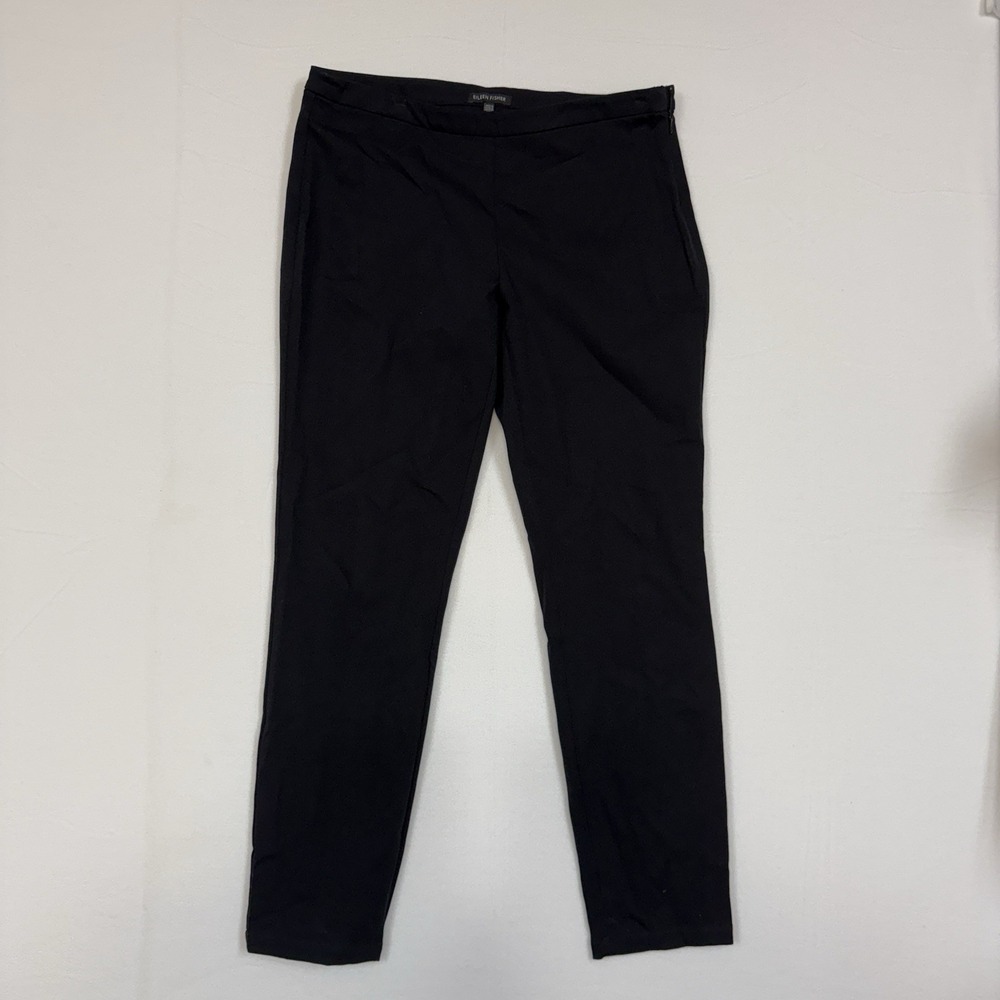 Eileen Fisher Black Organic Cotton Stretch Ankle Pants Womens‎ 8 Slim Casual